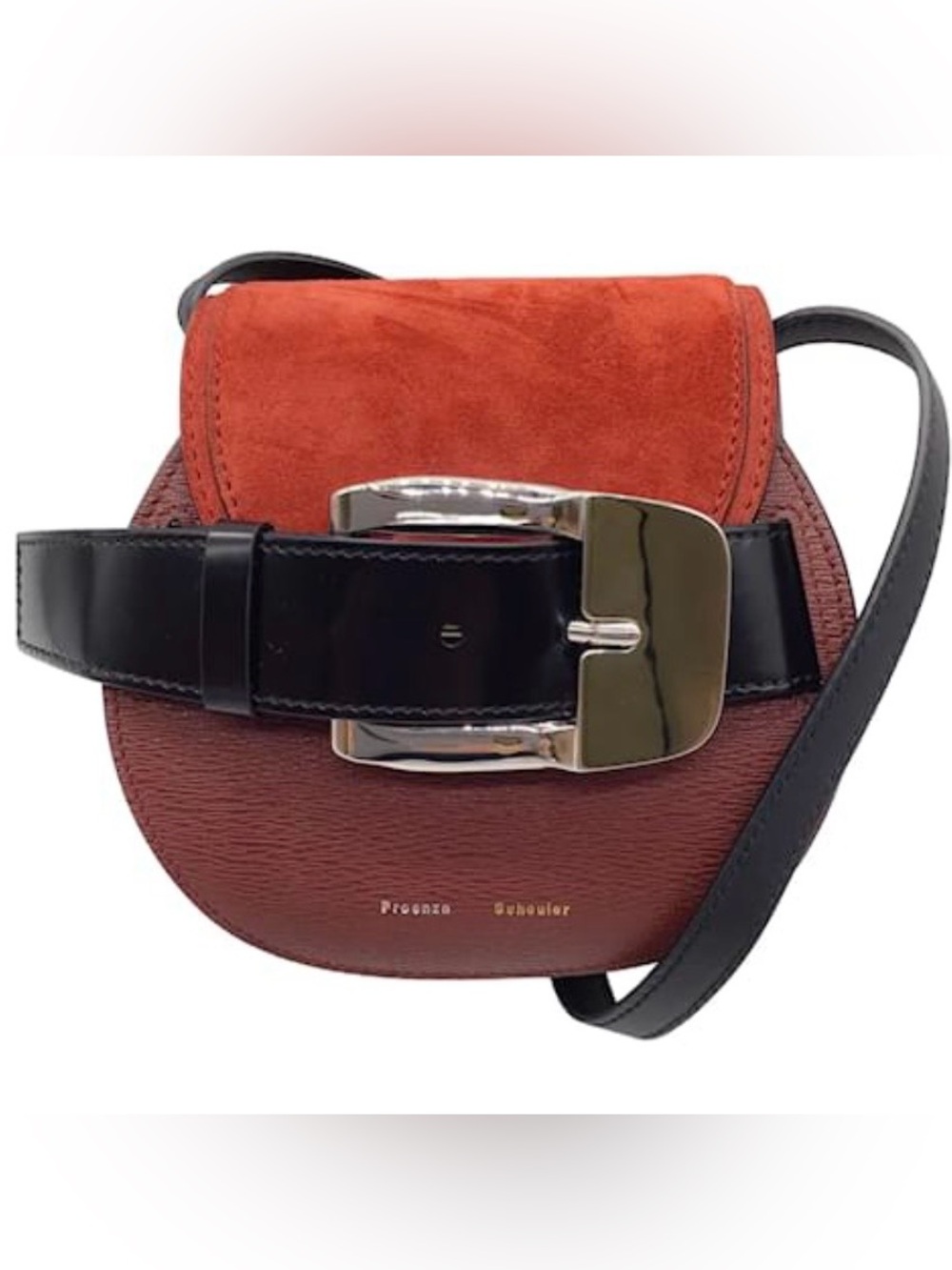Proenza Schouler Burgundy Russet Calf Suede Buckle Mini Crossbody Bag